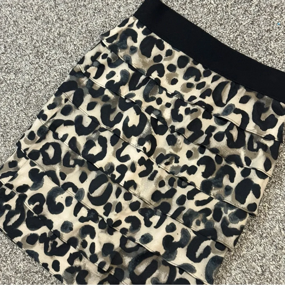 Alfani Leopard Tiered Mini Skirt - Black and Cream - Picture 3 of 6